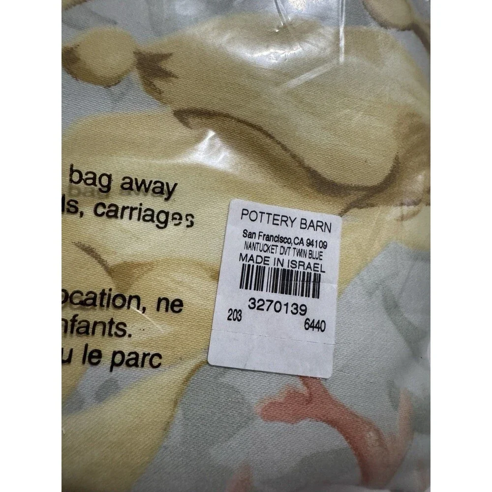 Pottery Barn Organic Cotton Twin Nantucket Print Duvet Cover 350 Thread Naturals